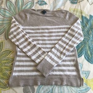 Talbots Tan and White Striped Sweater